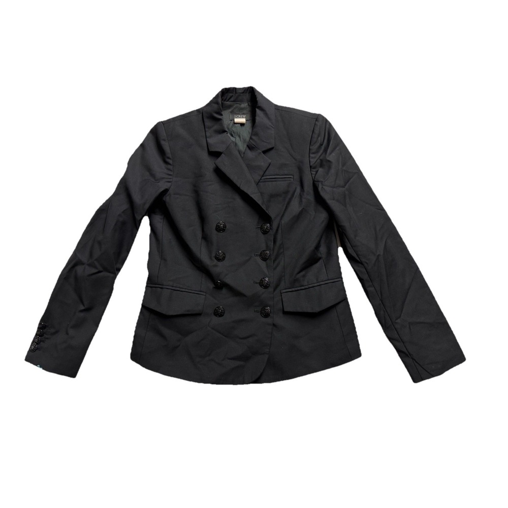 J.CREW Black Wool Pea Coat Double Breasted Lined Pockets Short Women's‎ 4